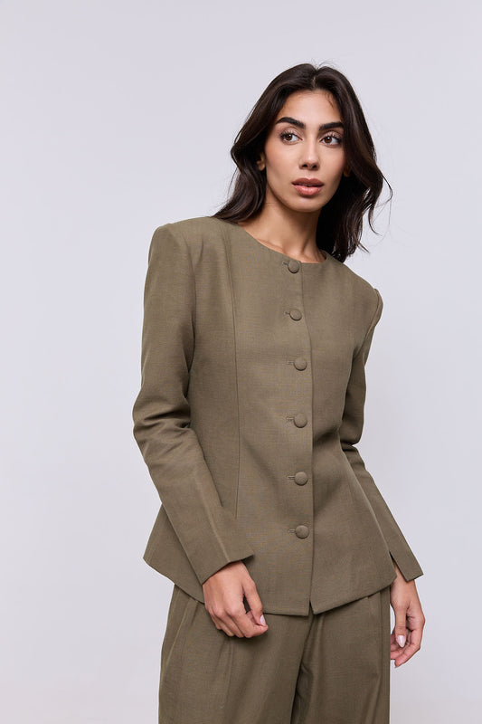 Cotton Mix Button Jacket