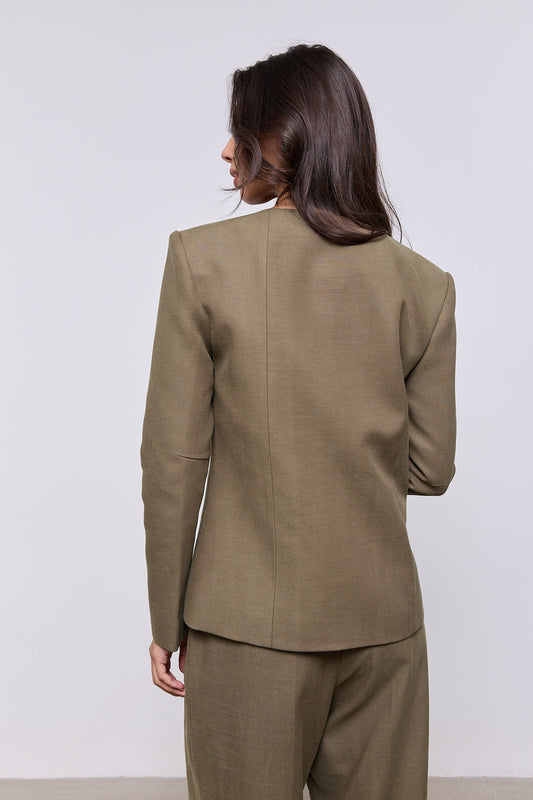 Cotton Mix Button Jacket