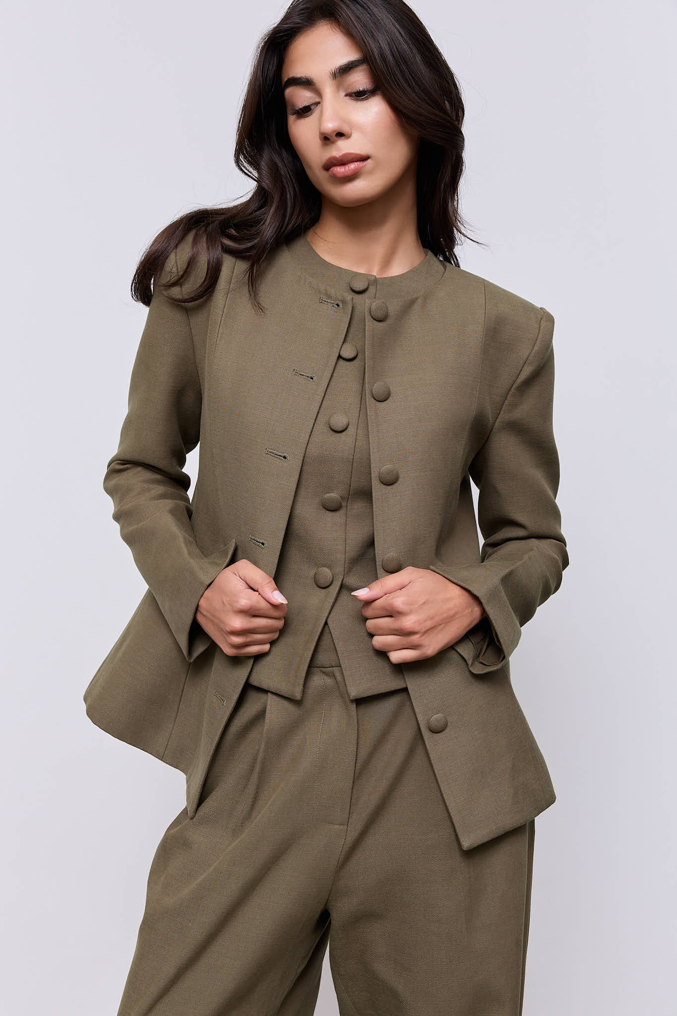 Cotton Mix Button Jacket