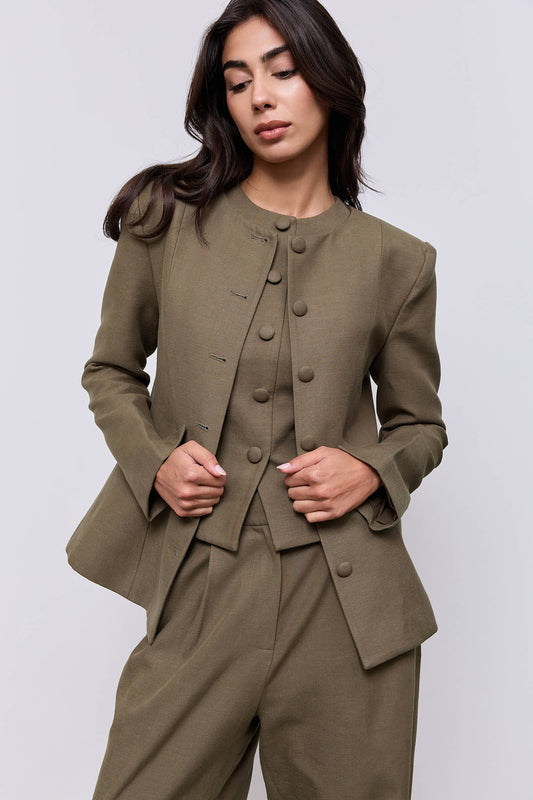 Cotton Mix Button Jacket
