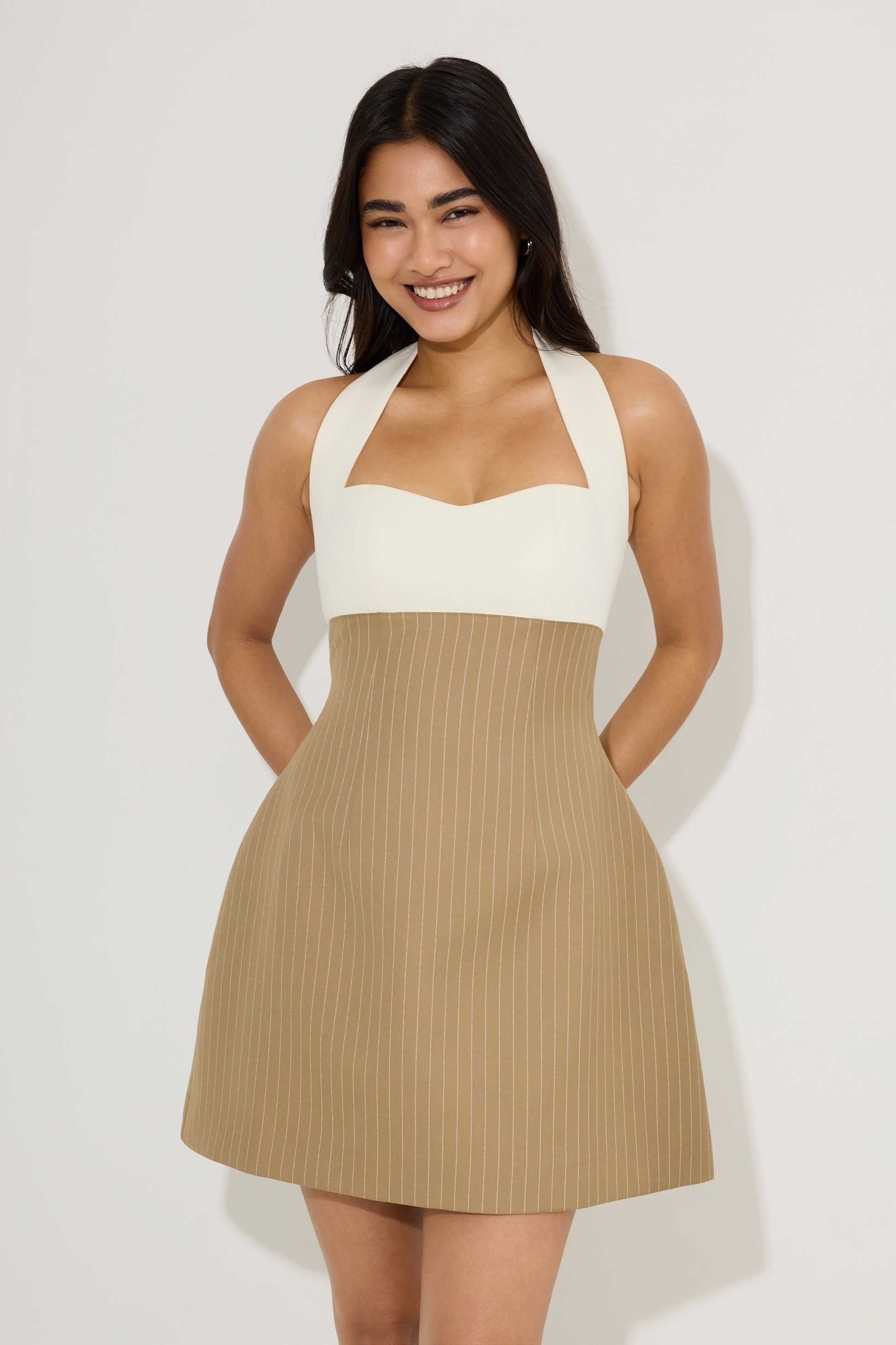 Cotton Mix Pinstripe Mini Dress