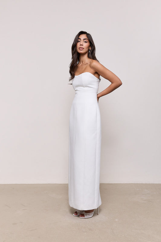 Cotton Mix Strapless Maxi Dress