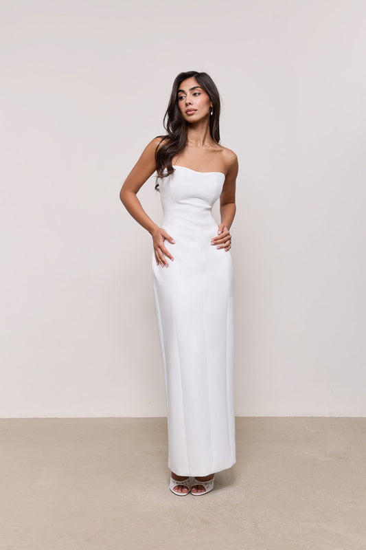 Cotton Mix Strapless Maxi Dress