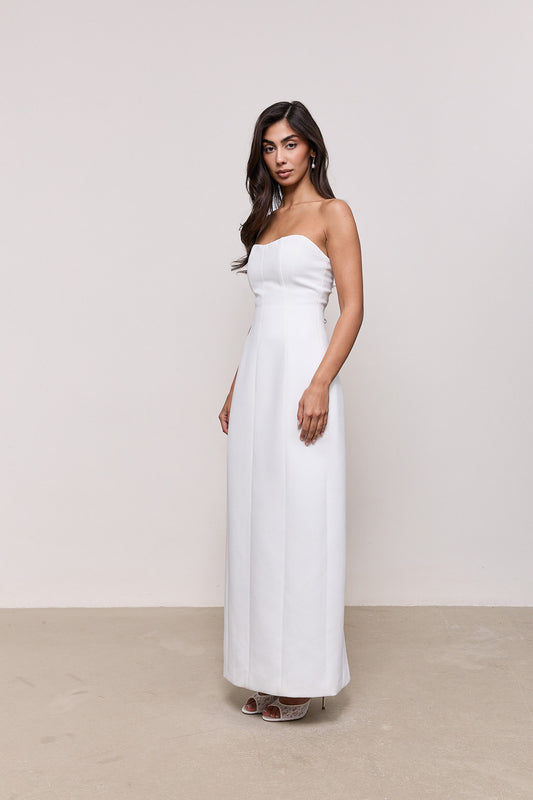 Cotton Mix Strapless Maxi Dress