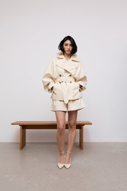 Cotton Mix Trench Jacket