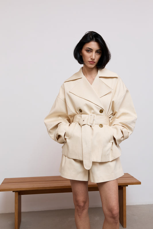 Cotton Mix Trench Jacket