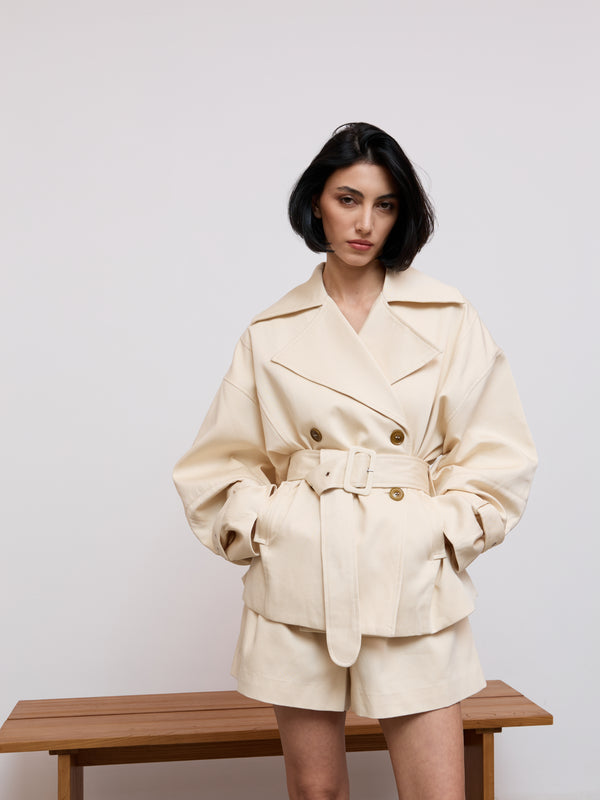Cotton Mix Trench Jacket
