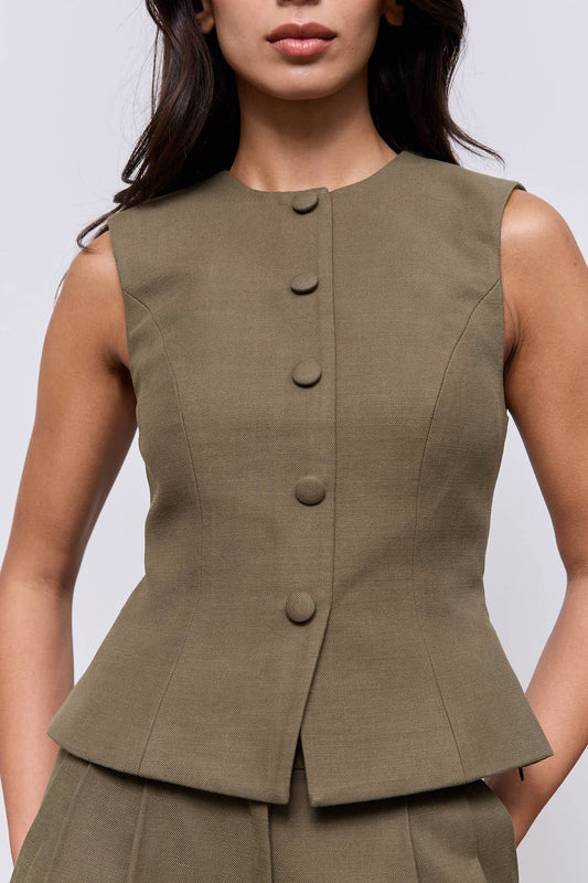 Cotton Mix Button Waistcoat