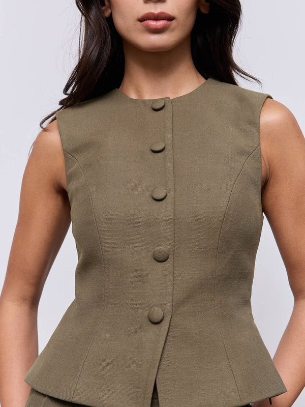 Cotton Mix Button Waistcoat