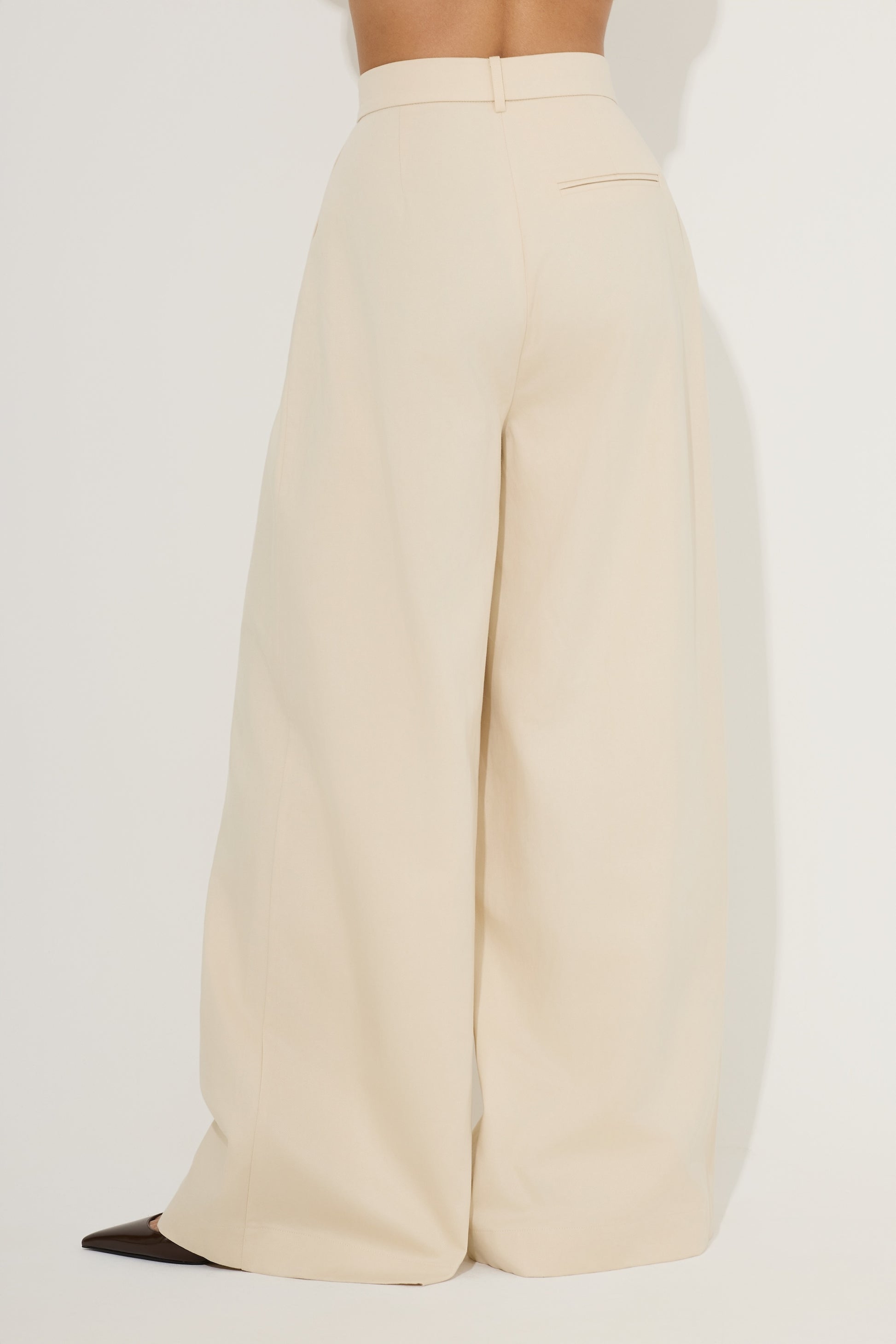 Cotton Mix Wide Leg Trousers