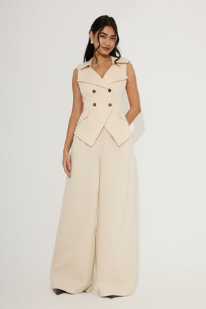 Cotton Mix Wide Leg Trousers