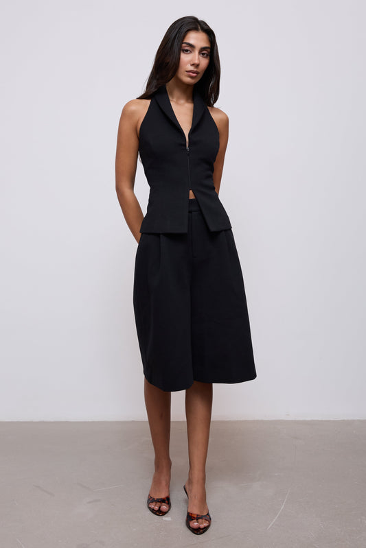 Cotton Mix Zip Detail Top