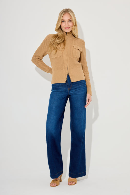 Cotton Zip Detail Cardigan