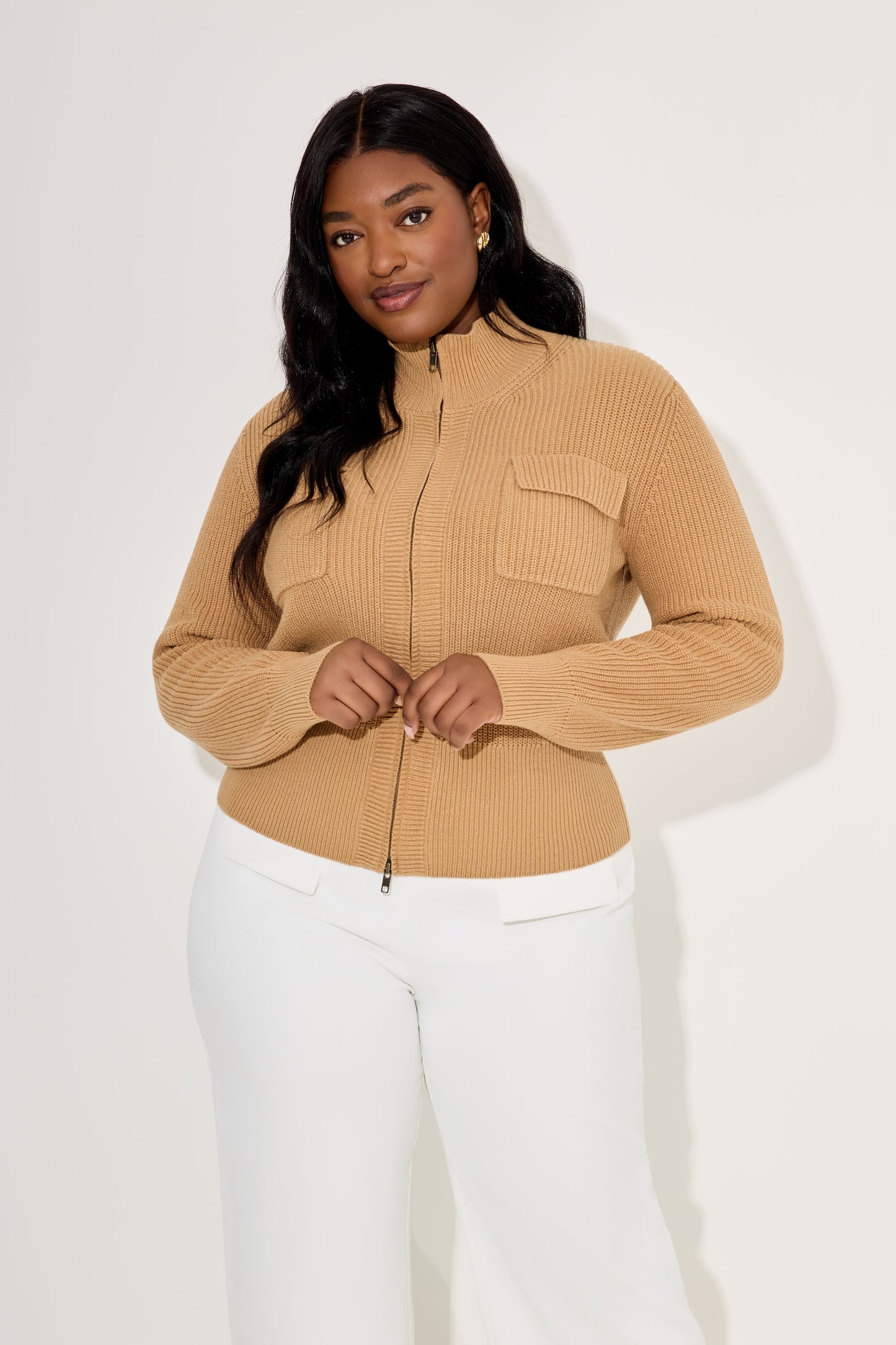 Cotton Zip Detail Cardigan