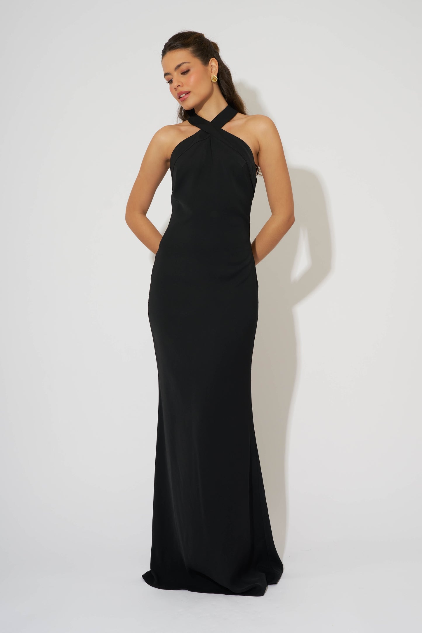 Cross Halter Neck Maxi Dress