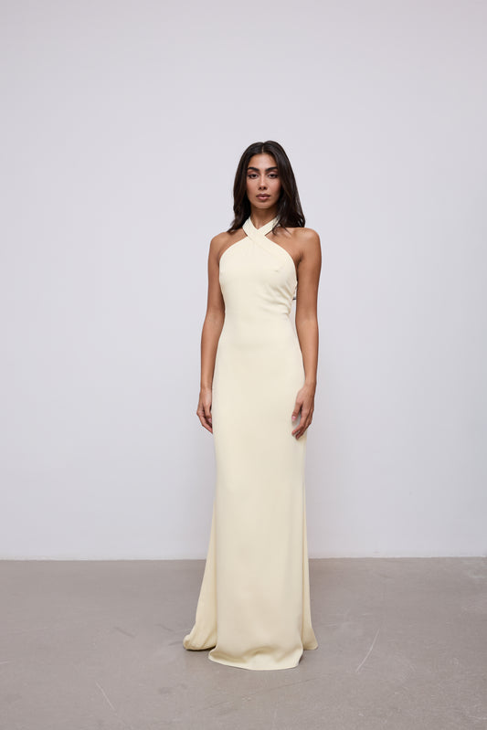 Cross Halter Neck Maxi Dress