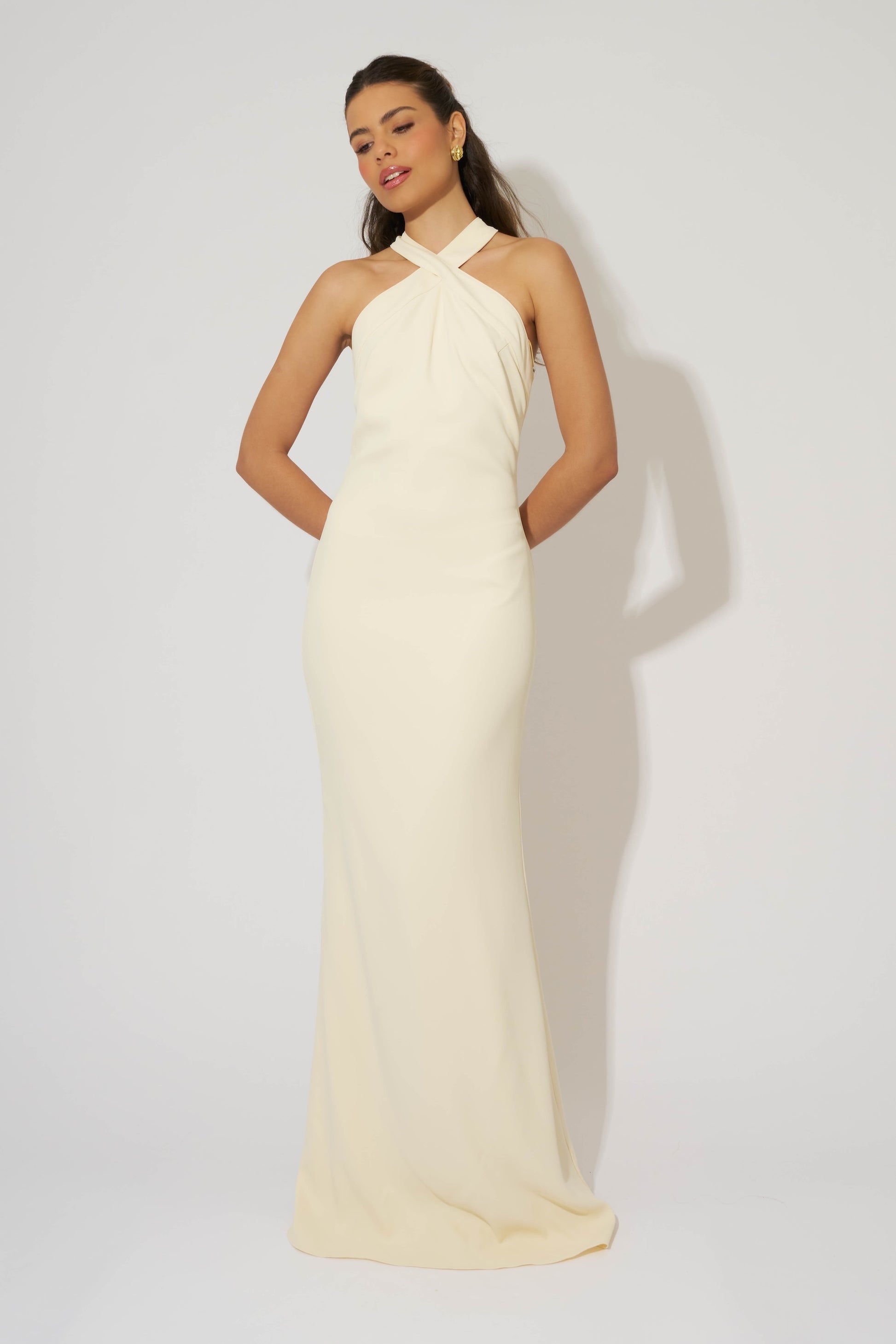 Cross Halter Neck Maxi Dress