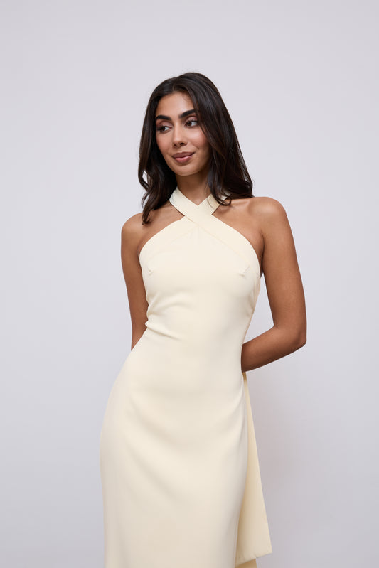 Cross Halter Neck Maxi Dress