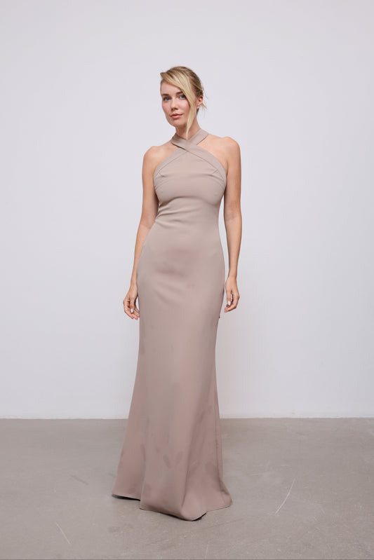 Cross Halter Neck Maxi Dress