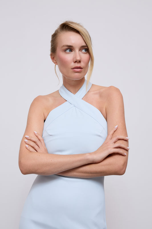 Cross Halter Neck Maxi Dress