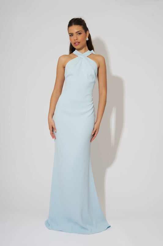 Cross Halter Neck Maxi Dress