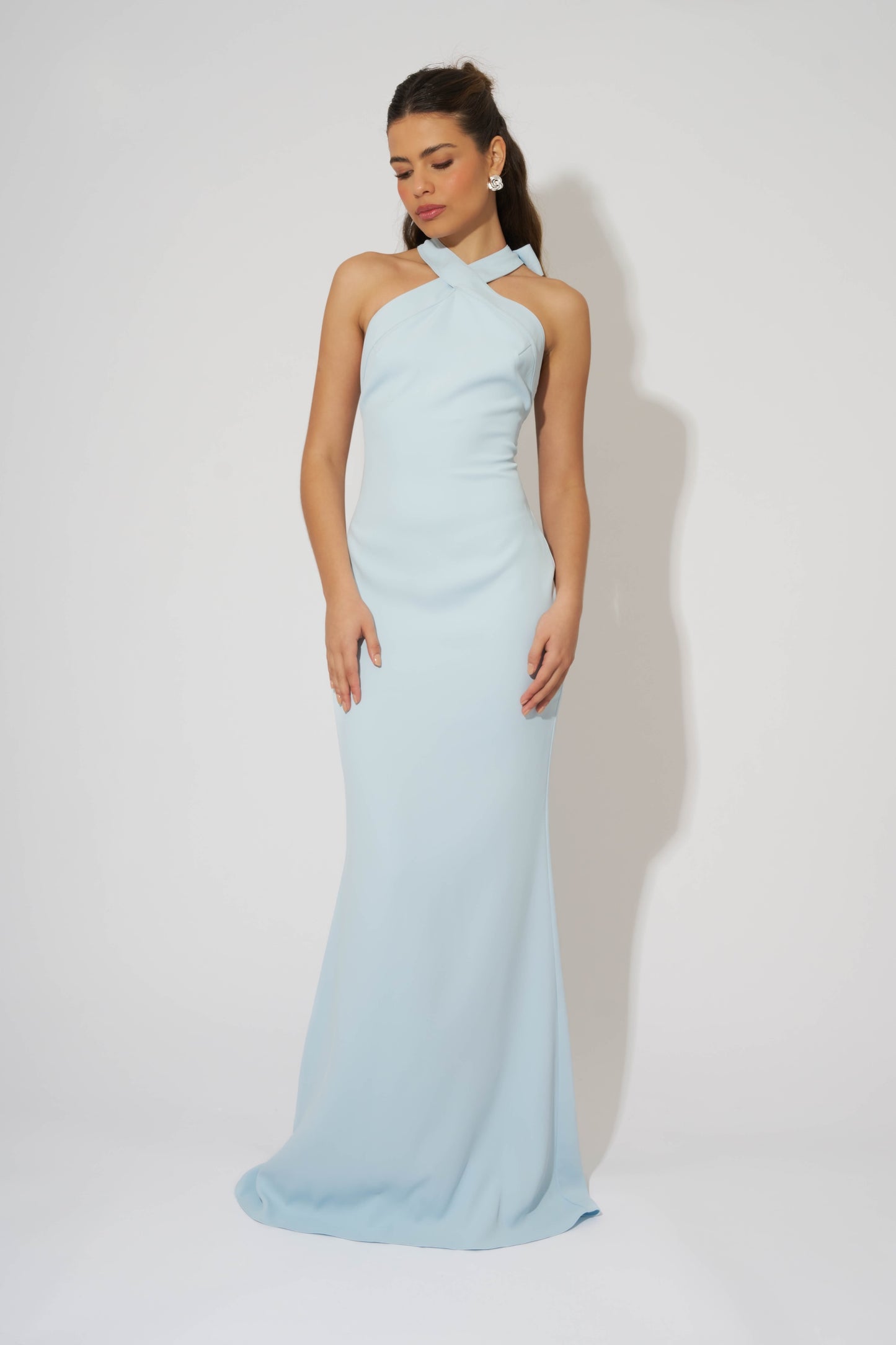 Cross Halter Neck Maxi Dress
