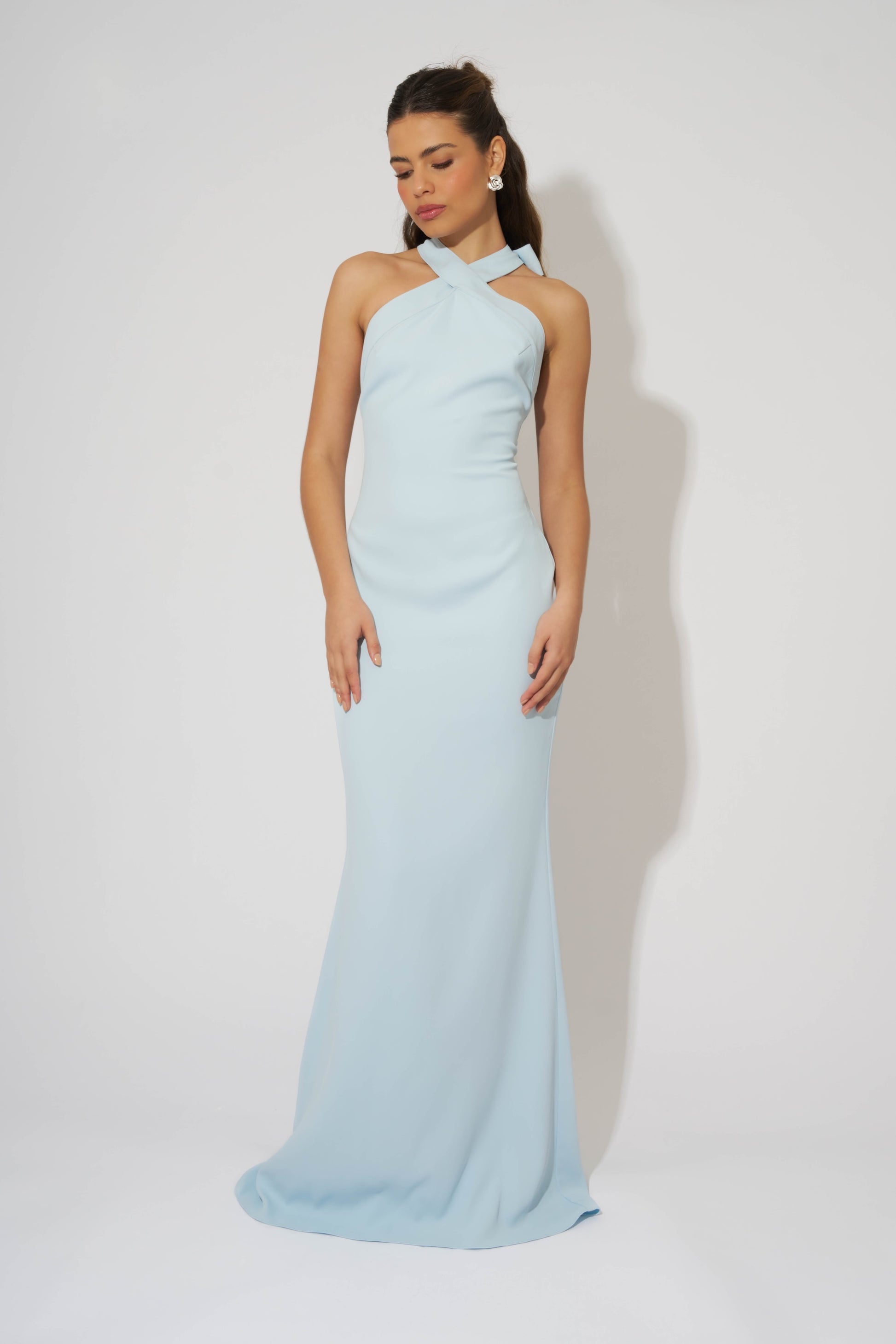 Cross Halter Neck Maxi Dress