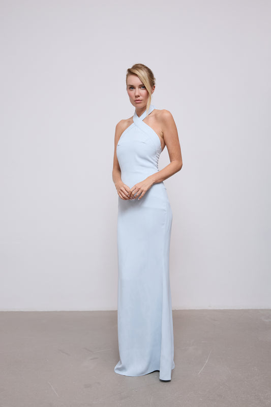 Cross Halter Neck Maxi Dress