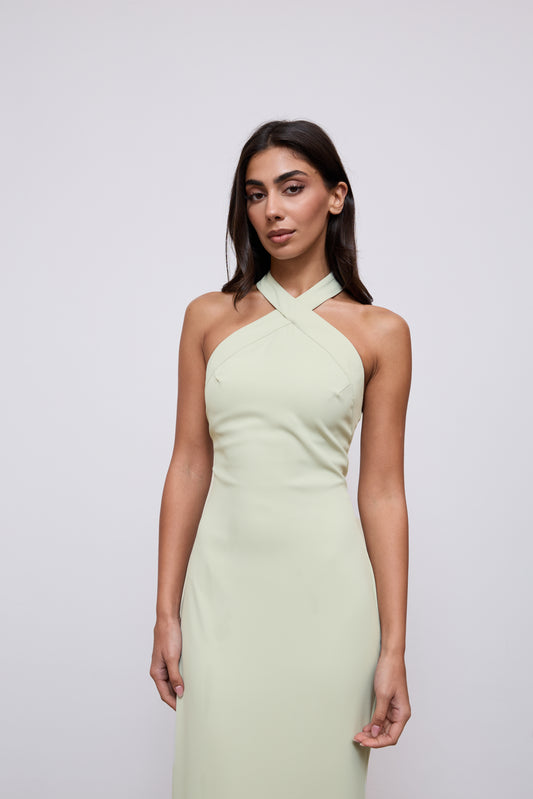 Cross Halter Neck Maxi Dress