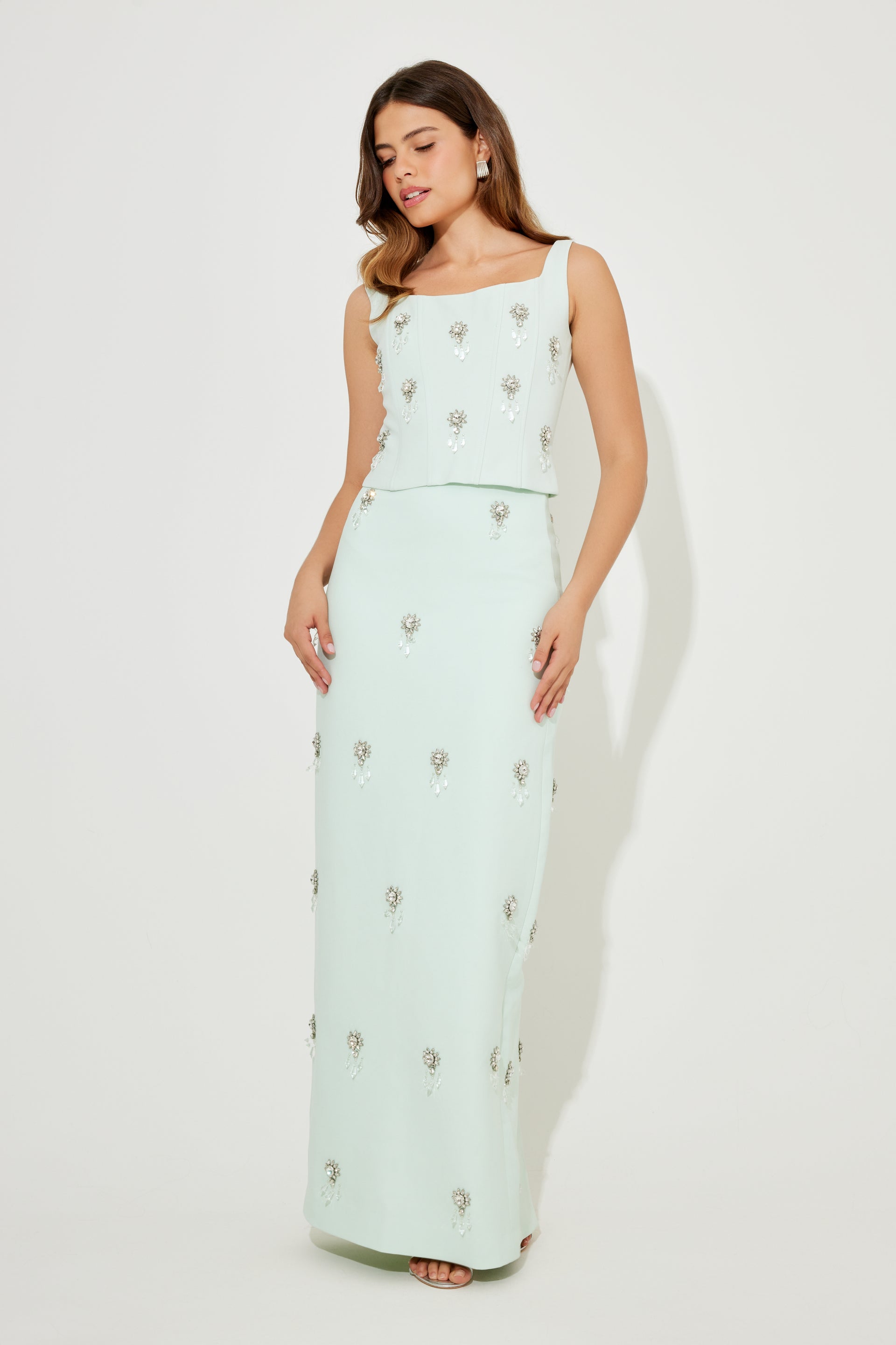 Crystal Embellished Petite Embellished Maxi Skirt Crystal Maxi