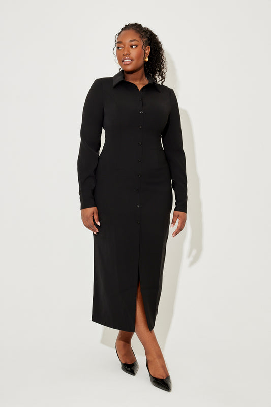 Long Sleeve Collar Maxi Dress