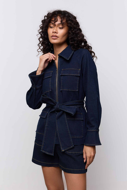 Denim Funnel Neck Jacket