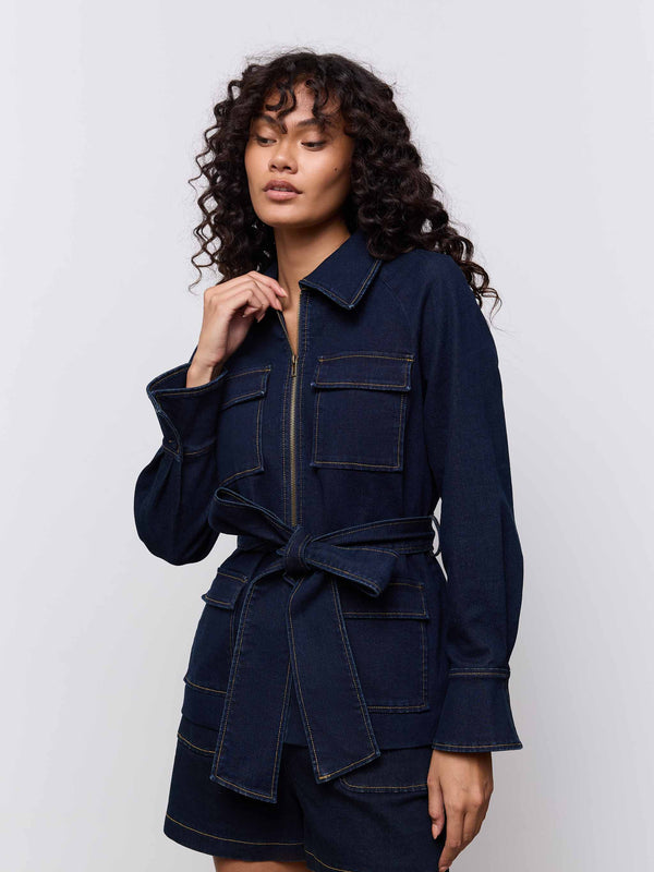 Denim Funnel Neck Jacket