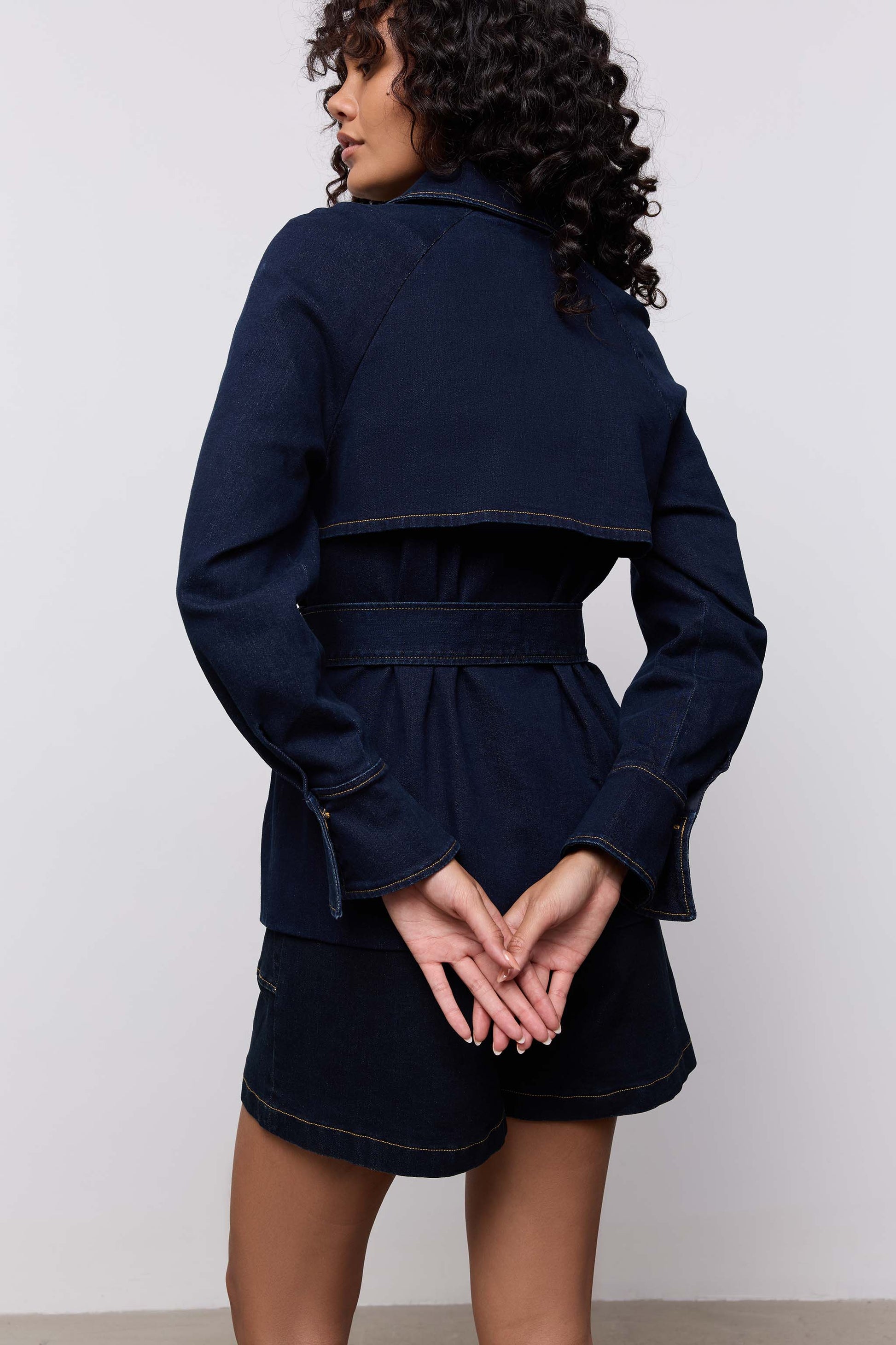 Denim Funnel Neck Jacket