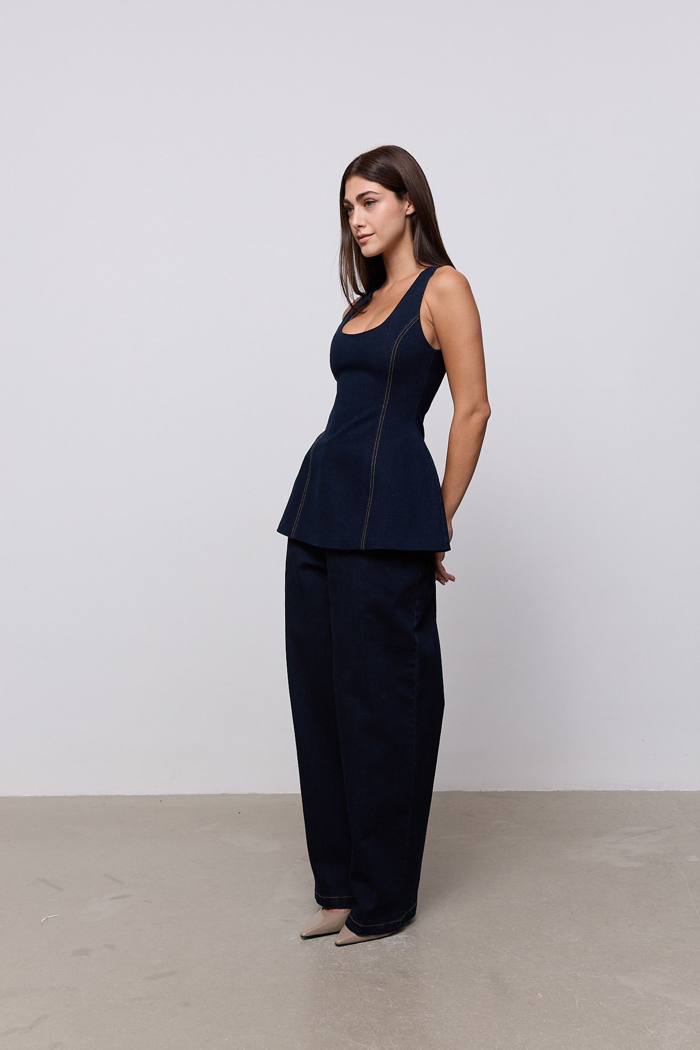 Denim Wide Leg Trousers
