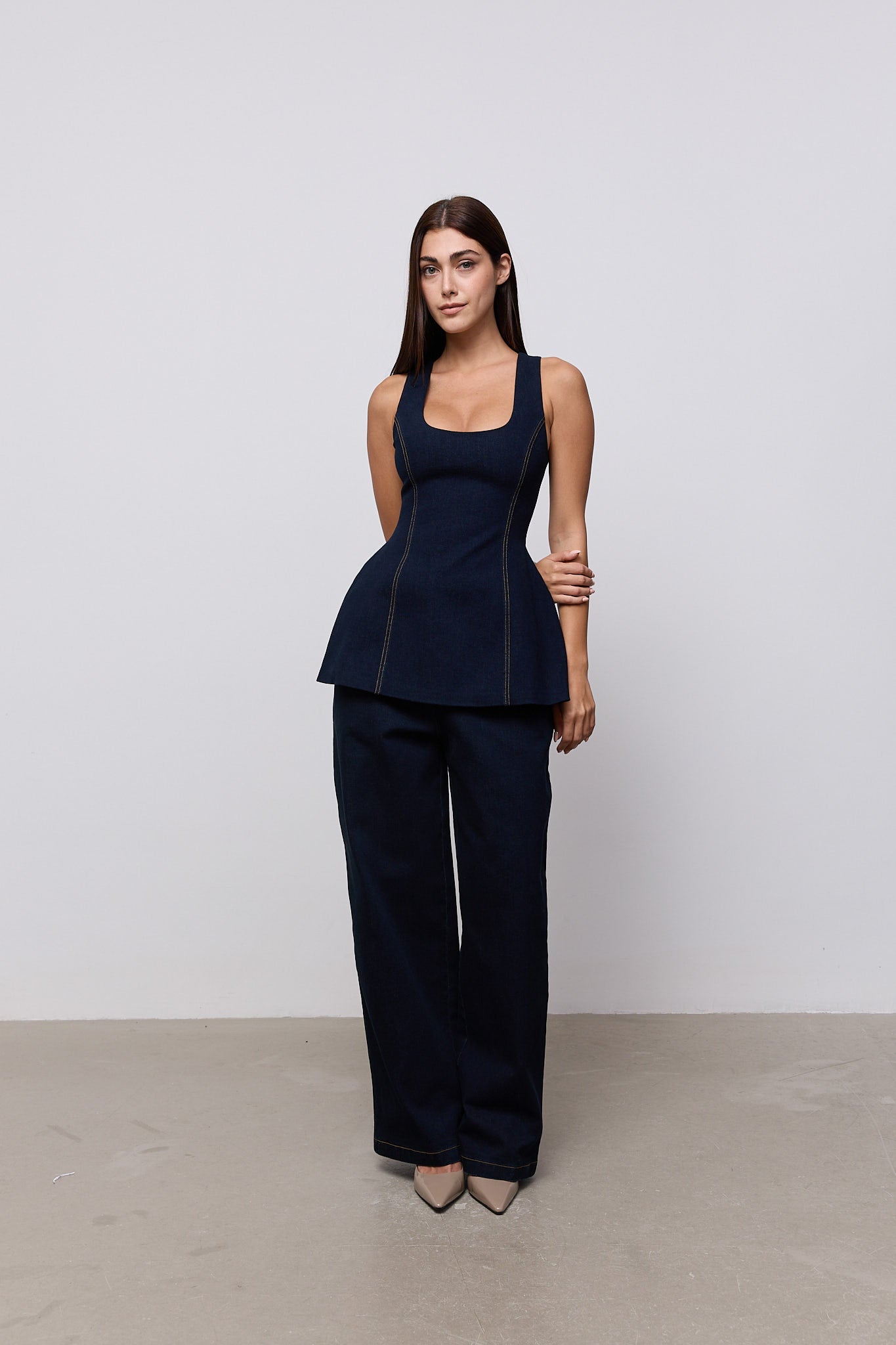 Denim Volume Top