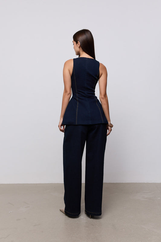 Denim Wide Leg Trousers