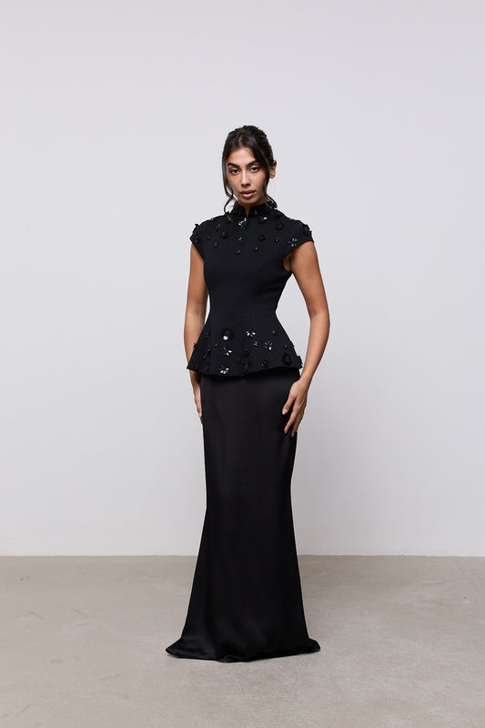 Embellished Appliqué Gown