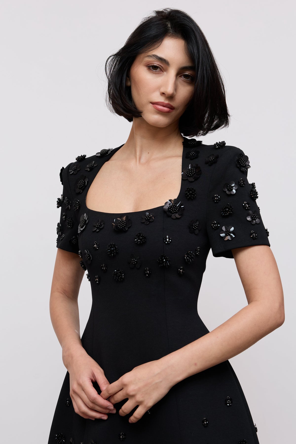 Embellished Appliqué Mini Dress