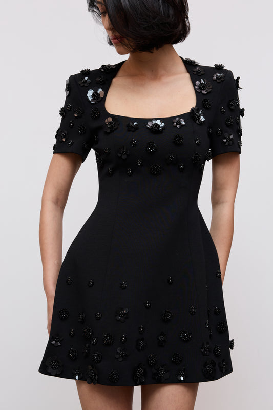 Embellished Appliqué Mini Dress