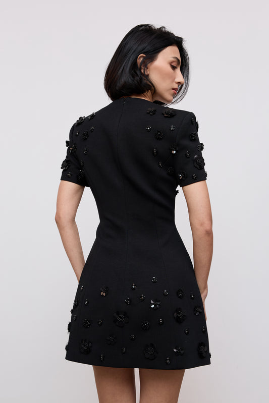 Embellished Appliqué Mini Dress