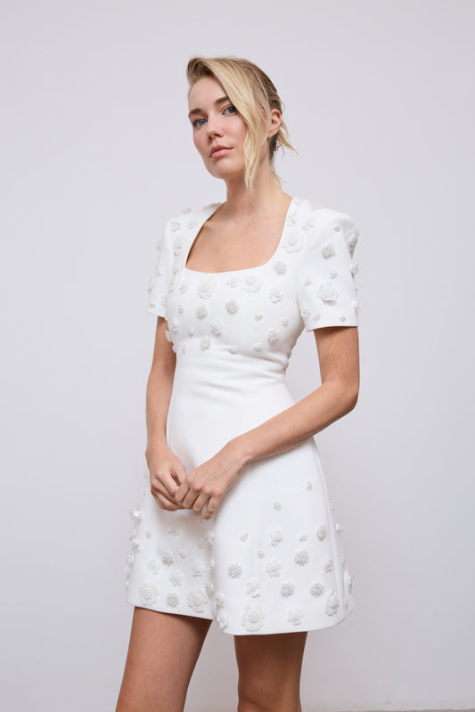 Embellished Appliqué Mini Dress