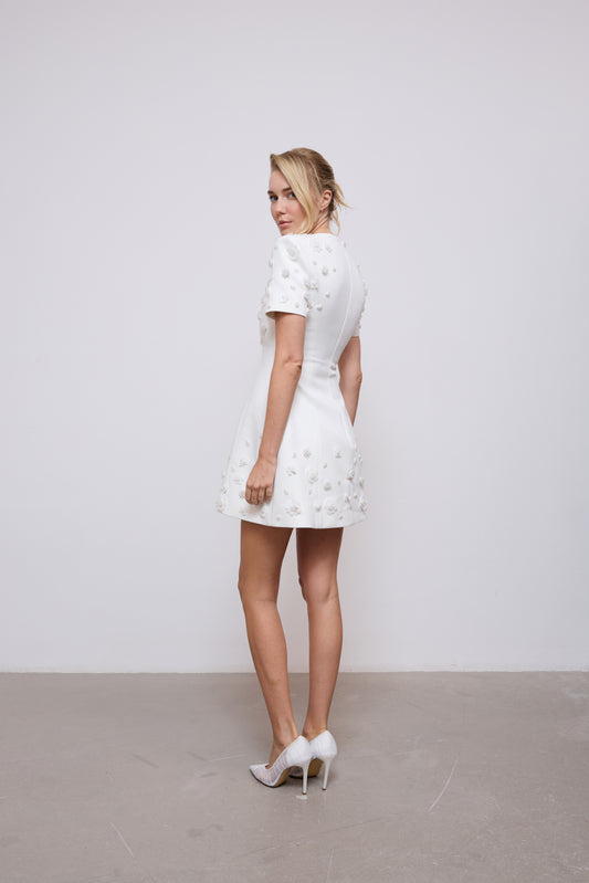 Embellished Appliqué Mini Dress