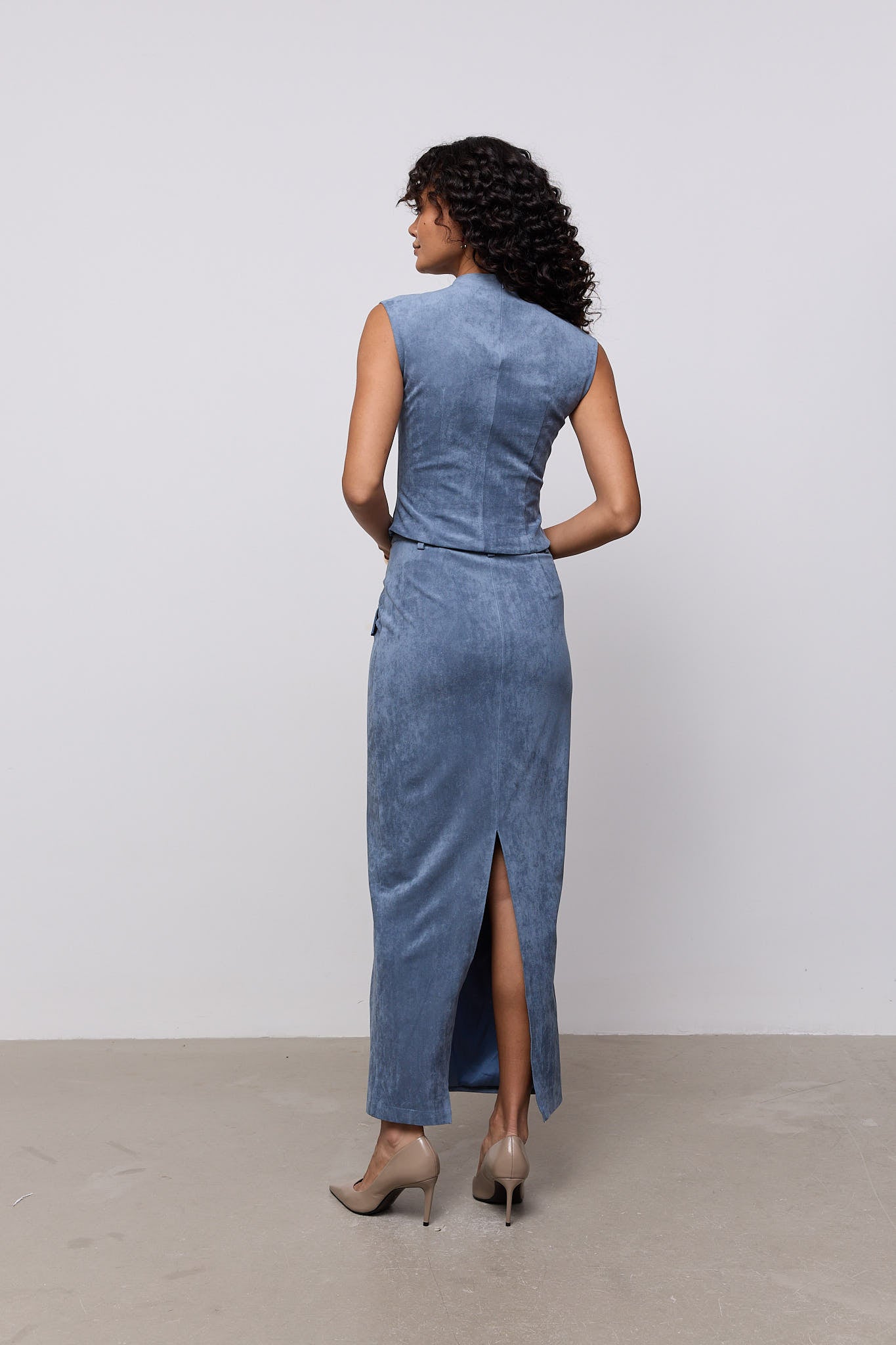 Faux Suede Maxi Skirt