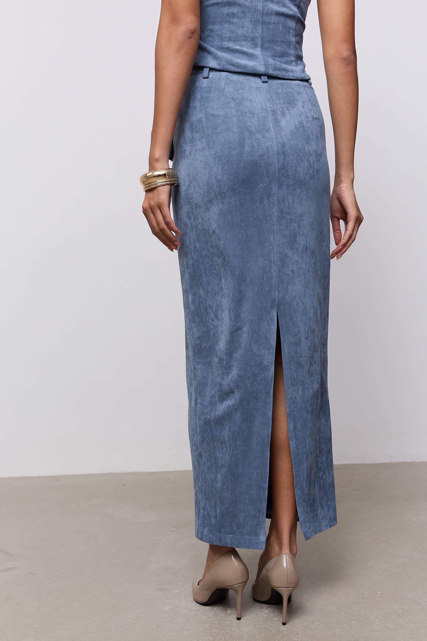Faux Suede Maxi Skirt
