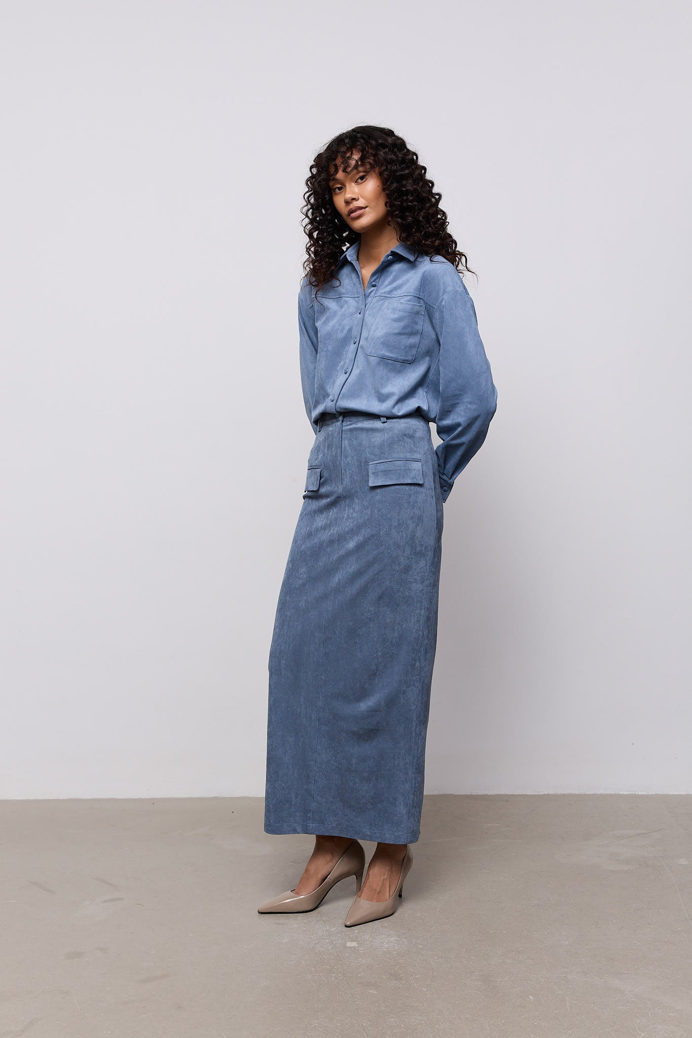 Faux Suede Maxi Skirt
