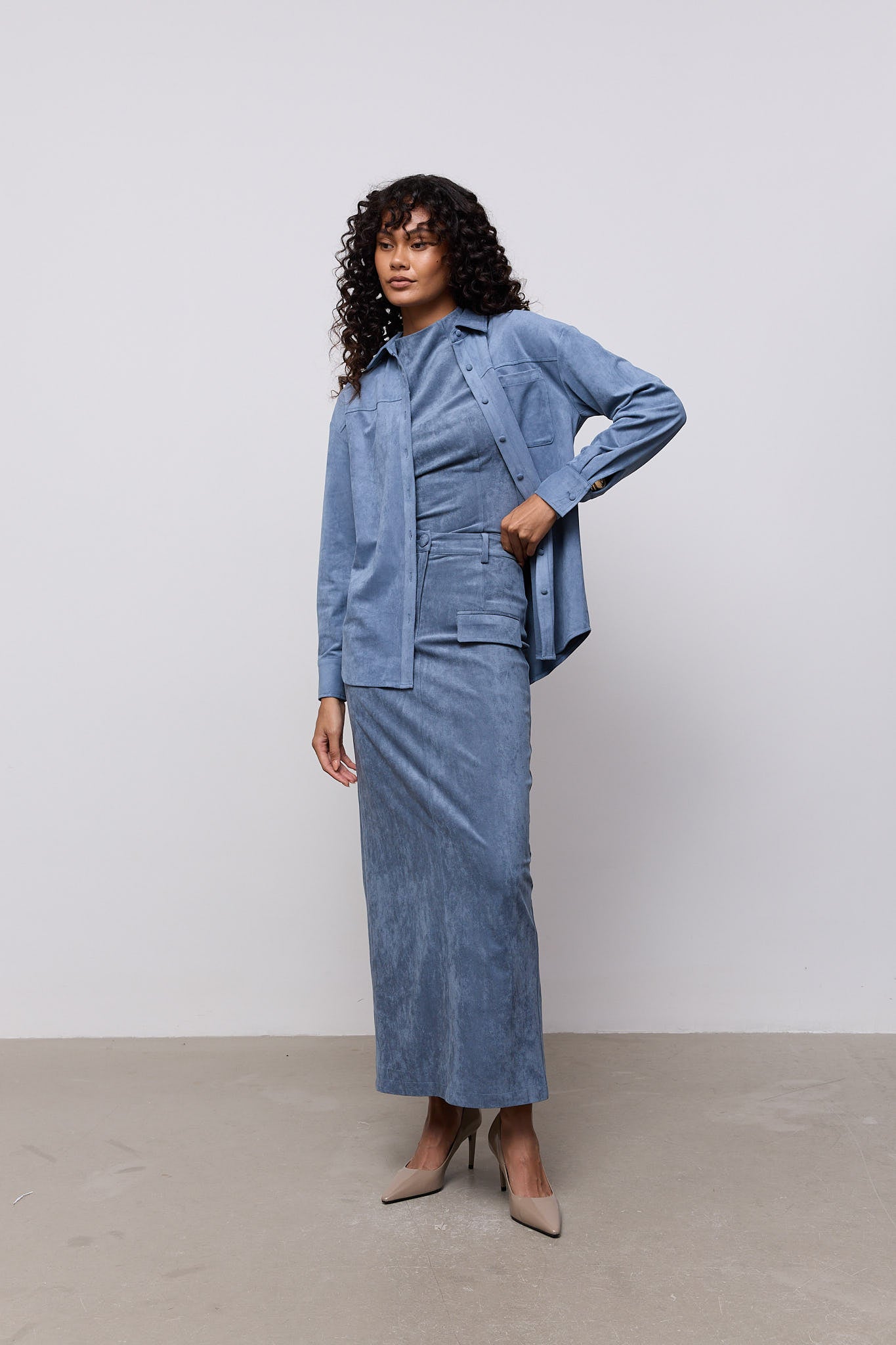 Faux Suede Maxi Skirt