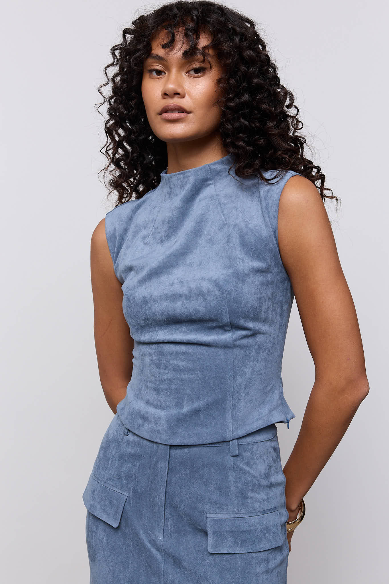 Faux Suede Sleeveless Top