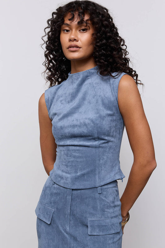 Faux Suede Sleeveless Top