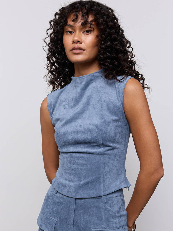 Faux Suede Sleeveless Top